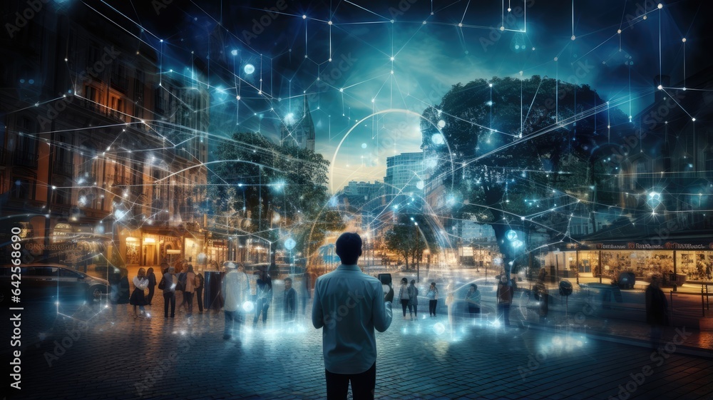 Poster a smart city, where intelligent communication networks interconnect through a web of wireless techno