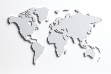Detailed Continental World Map on White Background