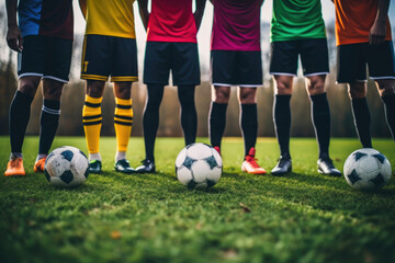 Obraz premium Diverse Football Squad on the Pitch