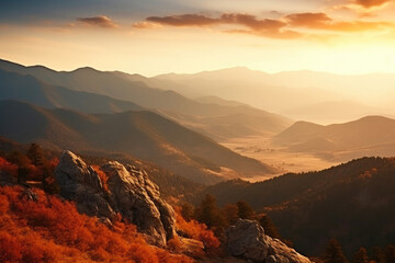 Golden Hour Glory: Autumn Ridge Mountains