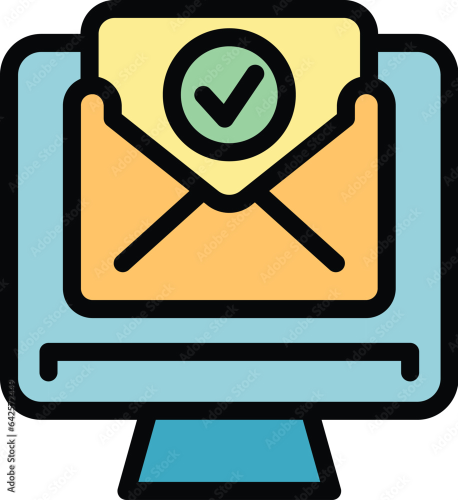 Aufkleber inbox mail icon outline vector. document credit. finance form color flat
