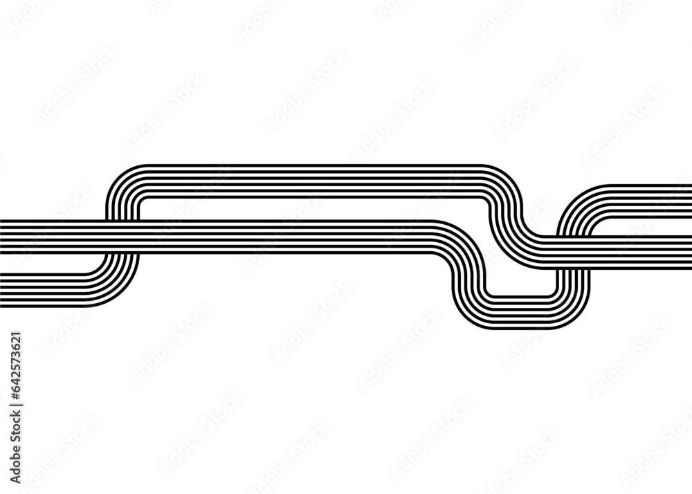 Poster vector pattern of black lines on a white background in retro style. abstract pipes. trendy vector ba