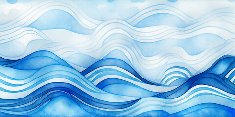 Snow wave winter texture background for copy space text. Blue white wavy flowing lines. Frozen ocean water backdrop. New year holiday season celebration abstract illustration. Web mobile cartoon waves