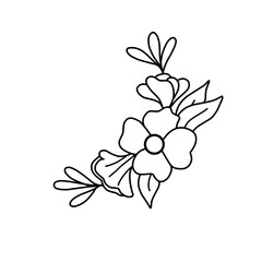 Elegant minimal style floral vector isolated,Hand drawn round line border