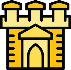 History citadel icon outline vector. Krakow map. Skyline city color flat