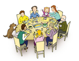 Familie am Esstisch