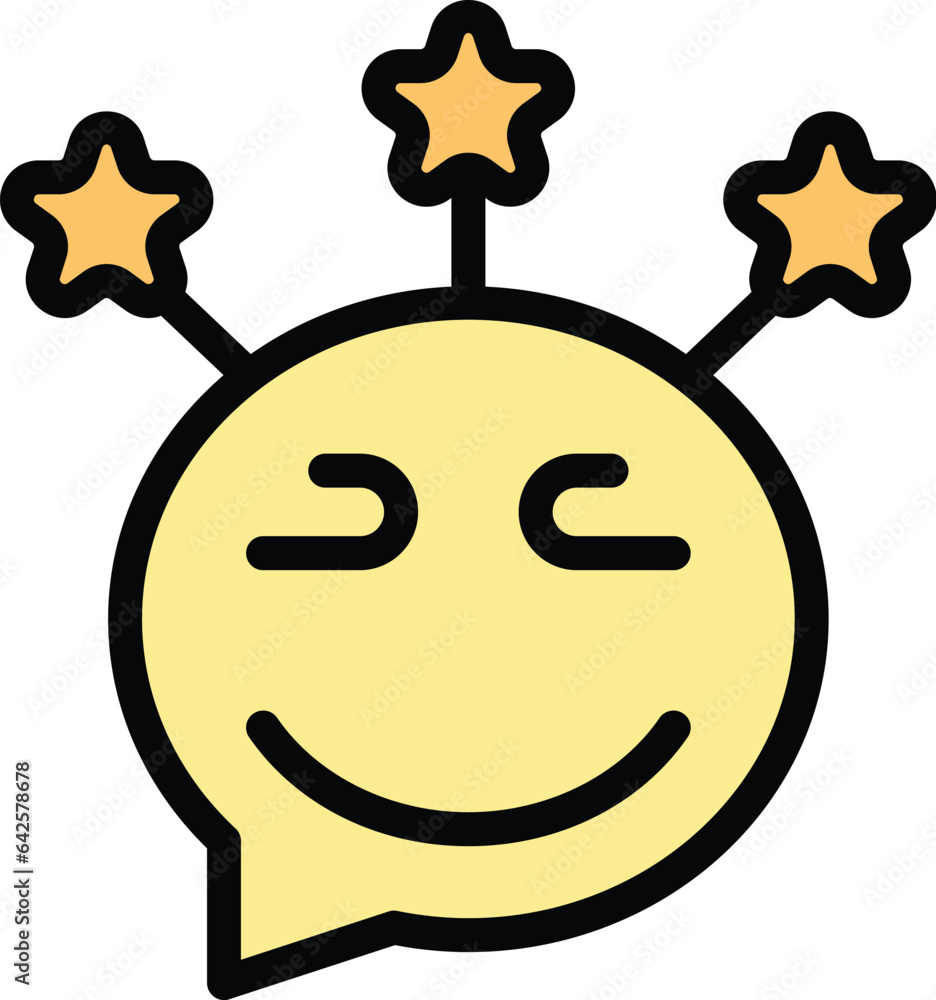 Sticker happy emoji icon outline vector. person fun. activity effect color flat - Stickers