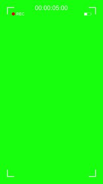 Vertical Record Screen Frame Mobile App with REC red circle icon, battery icon and timer - 1 Minute Video - Green Screen