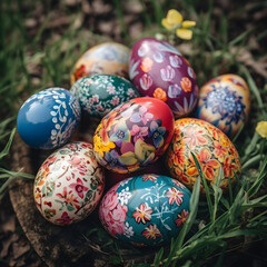 Fototapeta na wymiar Painted Easter eggs