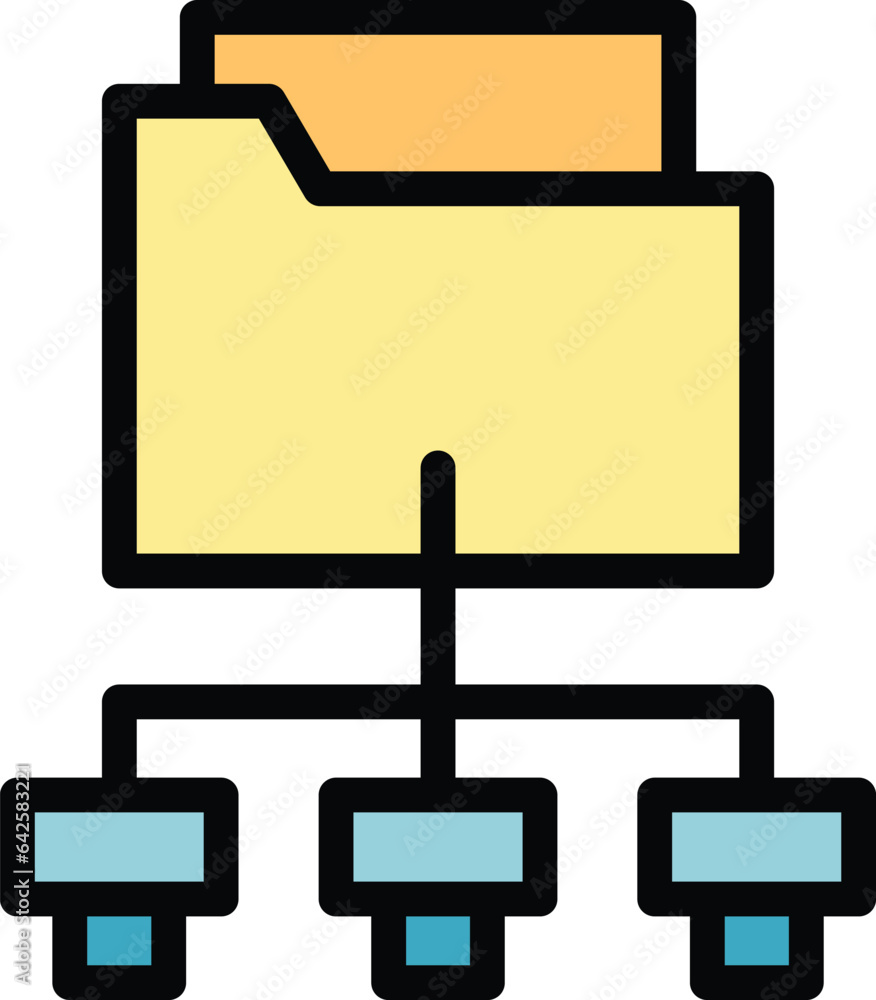 Poster folder software icon outline vector. web application. app code color flat