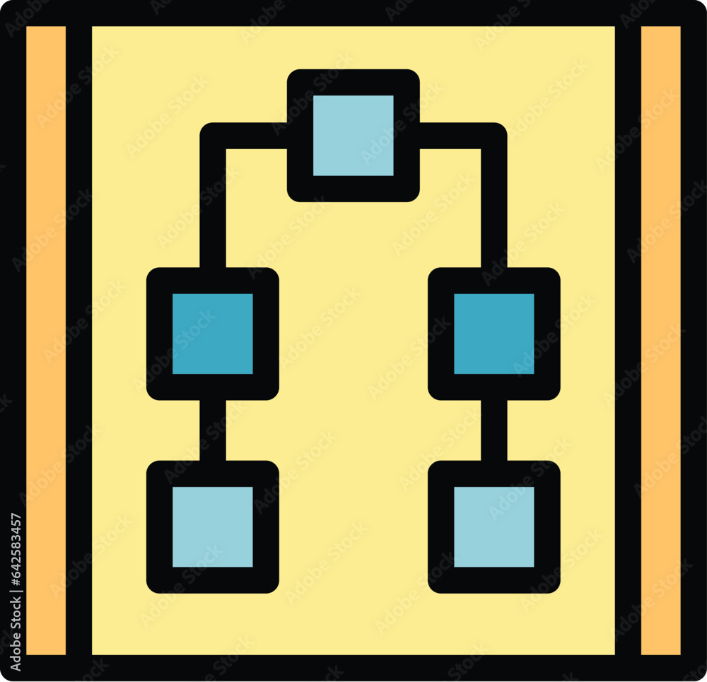 Poster software scheme icon outline vector. service system. office work color flat