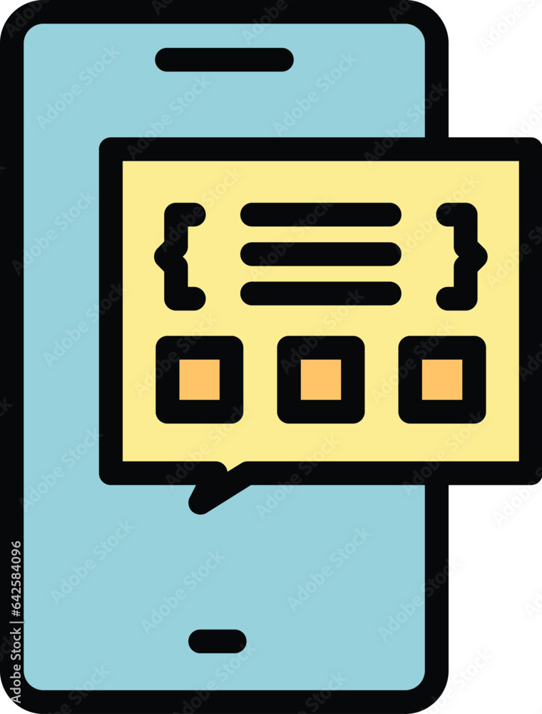 Poster phone code api icon outline vector. service system. internet feature color flat
