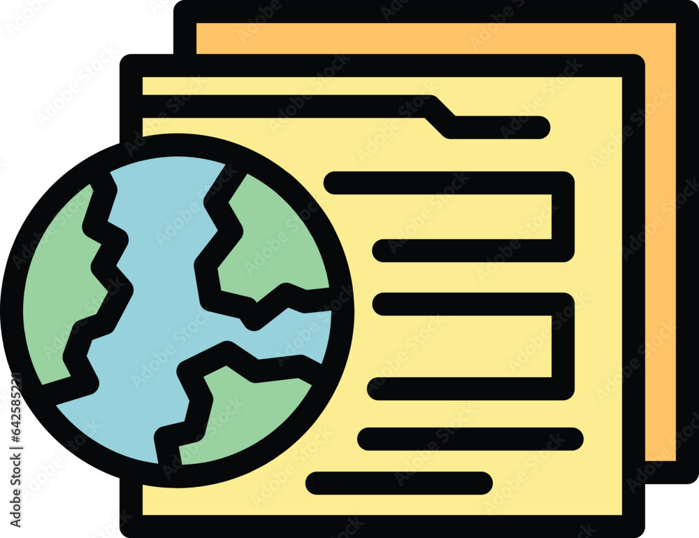 Aufkleber global web page icon outline vector. company app. service system color flat