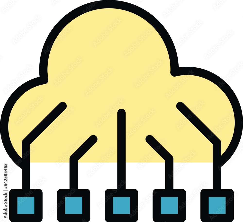 Poster digital data cloud icon outline vector. company code. app code color flat