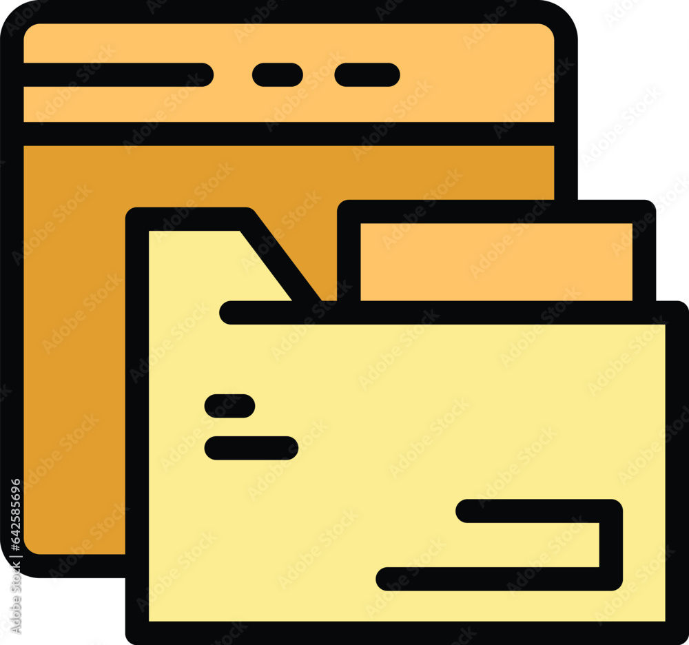 Poster internet folder icon outline vector. process build. app code color flat