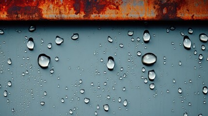 Abstract rain drops macro corroded industrial surface, magnified inner reflection, clean...