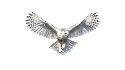 Winter Owl: A Symbol of Spiritual Elegance - A PNG image of a white snowy owl soaring gracefully.