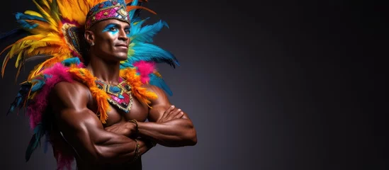 Poster Samba dancer male striking crossed arm pose © vxnaghiyev
