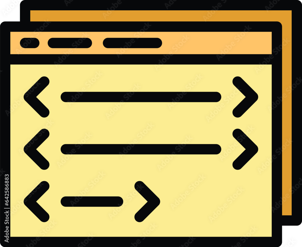 Poster app monitor icon outline vector. build work. code website color flat