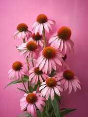Fototapeta premium Aromatic Echinacea Herbs Photorealistic Vertical Illustration. Healthy Vegetarian Diet. Ai Generated bright Illustration with Delicious Aromatic Echinacea Herbs.
