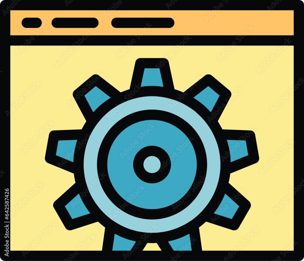 Poster web service icon outline vector. work build. app code color flat