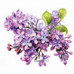 wateocolor drawing of a lilac branch