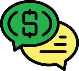 Chat credit money icon outline vector. Lender business. Bank card color flat