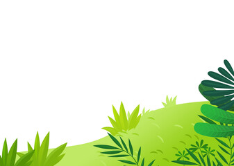 cartoon scene with jungle as frame with space for text illustration for children