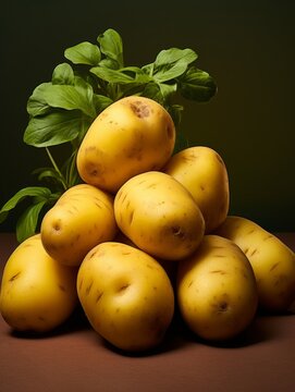 Fresh Organic Potatoes Vegetable Photorealistic Vertical Illustration. Healthy Vegetarian Diet. Ai Generated bright Illustration with Delicious Juicy Potatoes Vegetable.