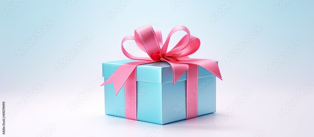 Poster a colorful gift box with a bow on a plain background featuring festive imagery and room for text