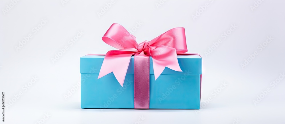 Poster a colorful gift box with a bow on a plain background featuring festive imagery and room for text