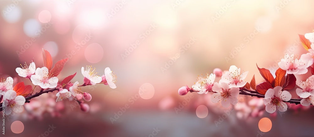 Poster background with out of focus blur and bokeh effects during spring