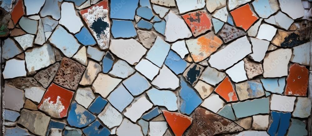 Poster background with old and broken tiles