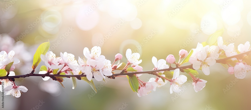 Poster background with out of focus blur and bokeh effects during spring