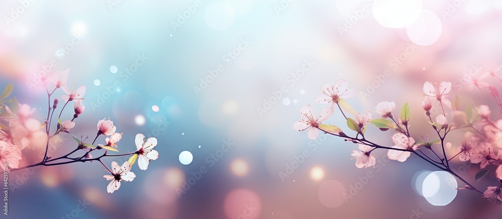 Poster background with out of focus blur and bokeh effects during spring