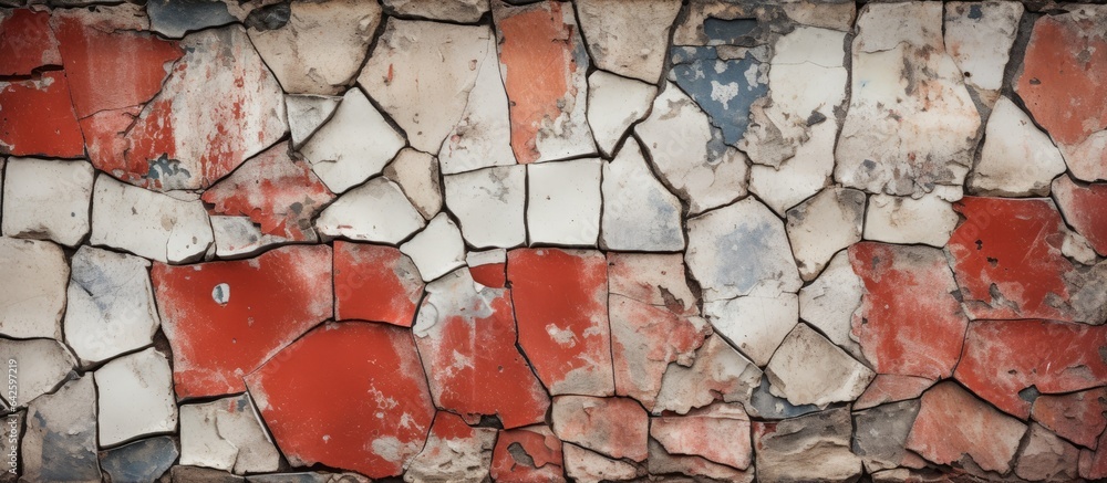 Poster background with old and broken tiles