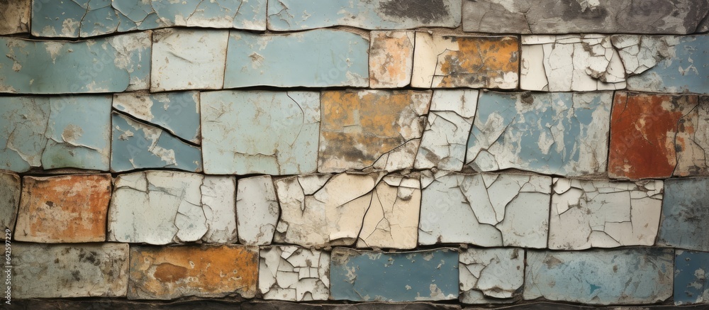 Poster background with old and broken tiles