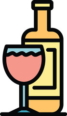 Wine bottle glass icon outline vector. Food shop. Dinner meal color flat