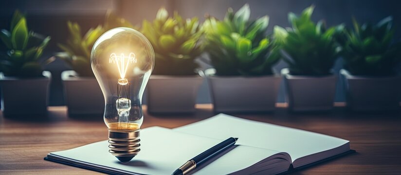 Concept of growing your business with a light bulb on notepad