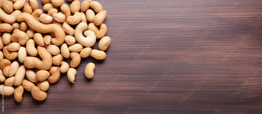 Leinwandbilder heart shaped peanuts arranged in a flat lay view with copy space from above