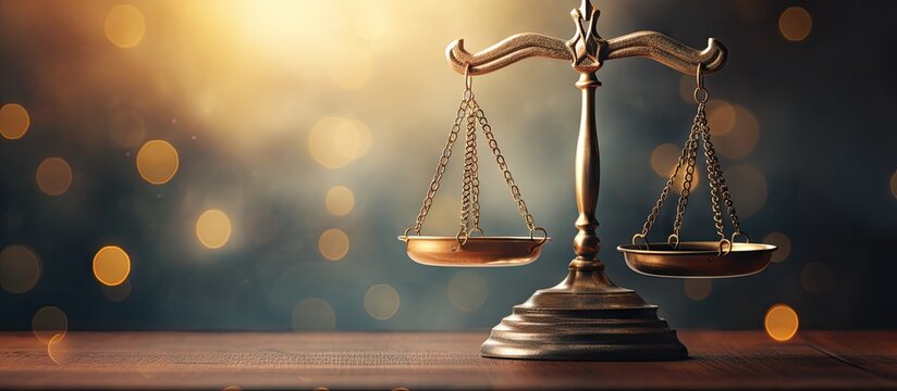 Legal concept of scales of justice with person in studio shot for web banner