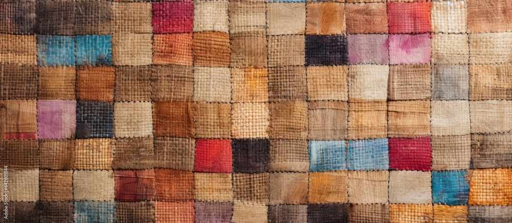 Poster Mockup of a hand woven rug made from recycled material with a rustic texture and space for text