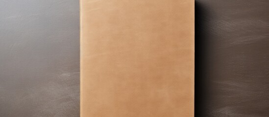 Mockup or background with copy space of hardcover kraft paper notebook viewed from above