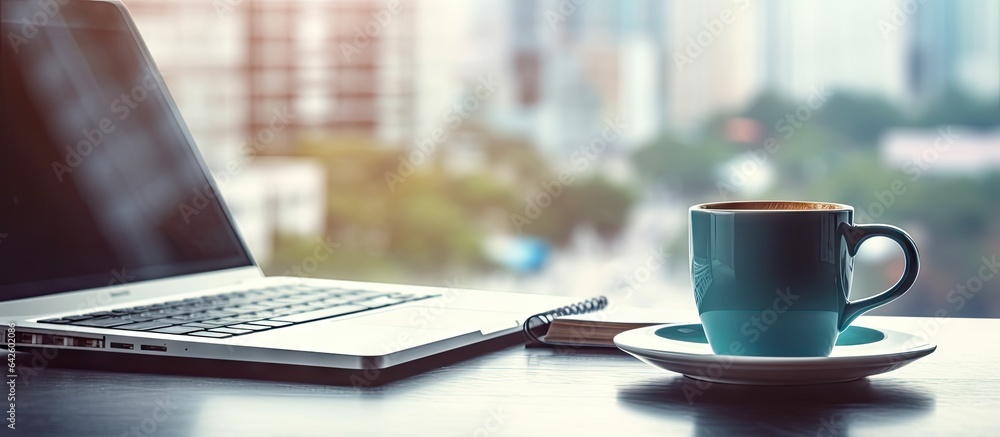 Poster office table with keyboard and coffee cup