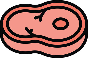 Raw steak icon outline vector. Meal dinner. Restaurant cafe color flat