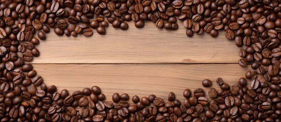 Oval copy space background made from coffee bean frame