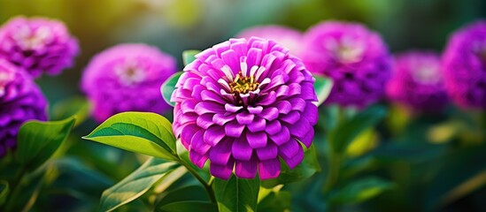 Purple Zinnia flower close up in Indonesian garden