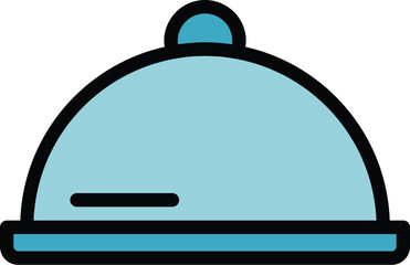 Tray icon outline vector. Work meal. Lunch dinner color flat