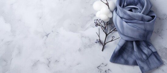 Winter accessories on a marble surface