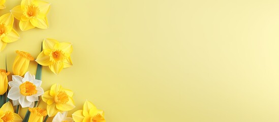 Yellow daffodils in spring with space for text